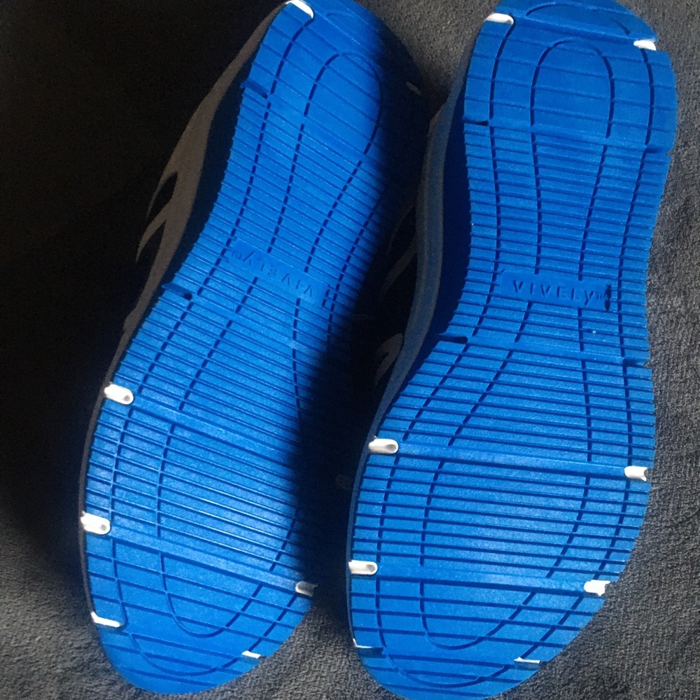 Black Mesh Athletic Sneakers with Blue Laces and Lime Interior - Picture 3 of 6